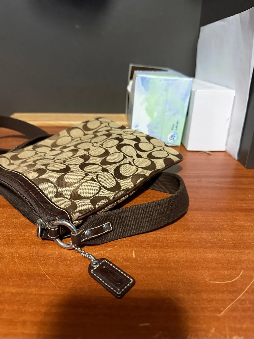 Coach Men's Signature Canvas Messenger in Brown and Tan